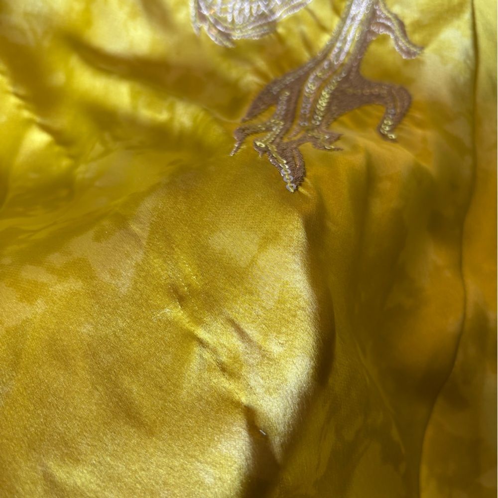 Urban Outfitters Bird Song Satin Mini Dress Dragon Embroidered Sequins 90s Large - Picture 10 of 15